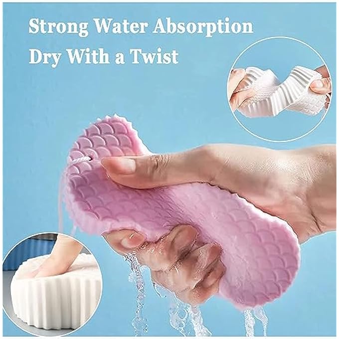 Pore Aluchy 2 Pcs Super Soft Exfoliating Bath Sponge - Exfoliating Sponge Shower Brush, Exfoliating Bath Sponge, Ultra Soft 3D Exfoliating Bath Body Shower Sponge (A) - Image 5